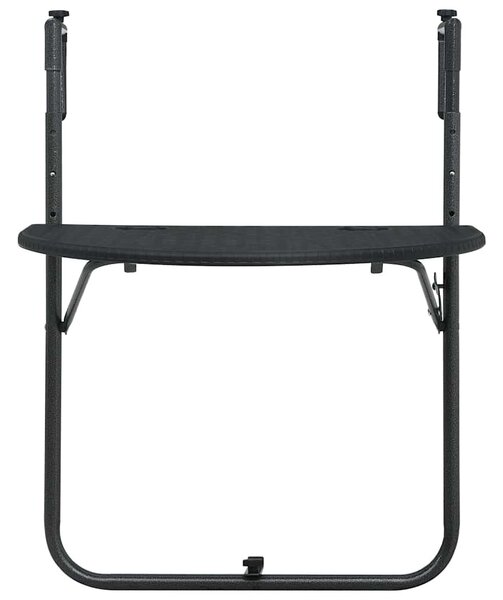 Fekete rattan hatású műanyag függő erkélyasztal 60x64x83,5 cm