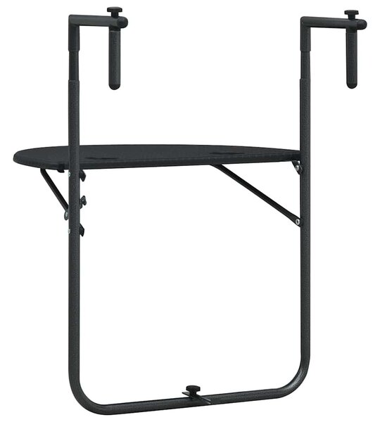 Fekete rattan hatású műanyag függő erkélyasztal 60x64x83,5 cm