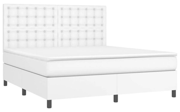 VidaXL fehér műbőr rugós ágy matraccal 160 x 200 cm