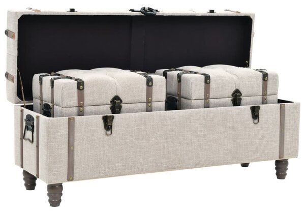 3 db tömör fa és acél tárolópad 112 x 37 x 45 cm