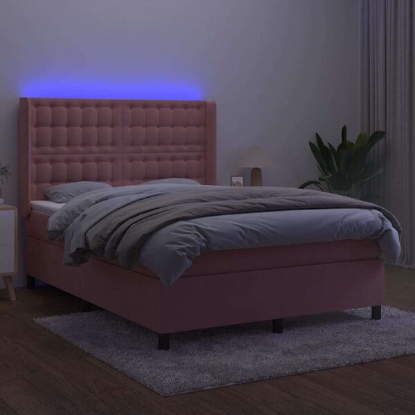 VidaXL LED-es Bársony Ágy - 140x190 cm
