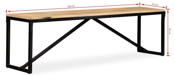 Tömör mangófa pad 160 x 35 x 45 cm