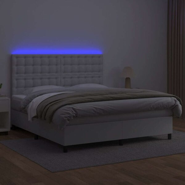 VidaXL LED-es Ágy - Műbőr - 160x200 cm