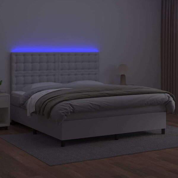 VidaXL LED-es Ágy - Műbőr - 160x200 cm