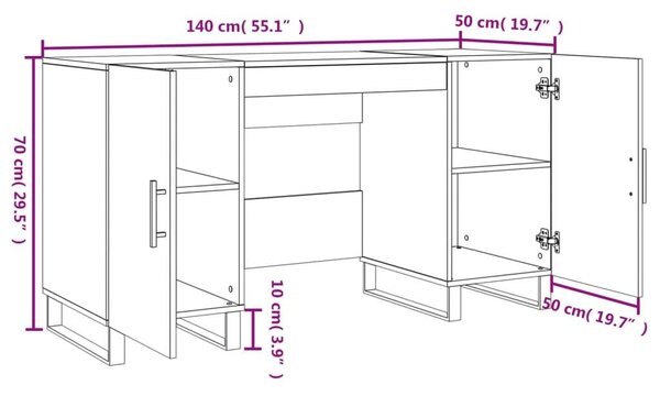 VidaXL Fehér Íróasztal Fiókokkal - 140x50x75 cm