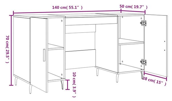 VidaXL Fehér Íróasztal - 140x50x75 cm