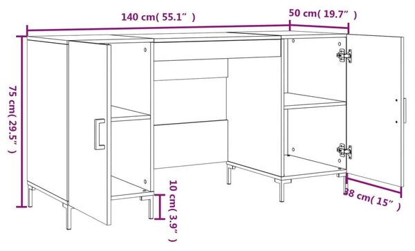 VidaXL Fehér Íróasztal - 140x50x75 cm