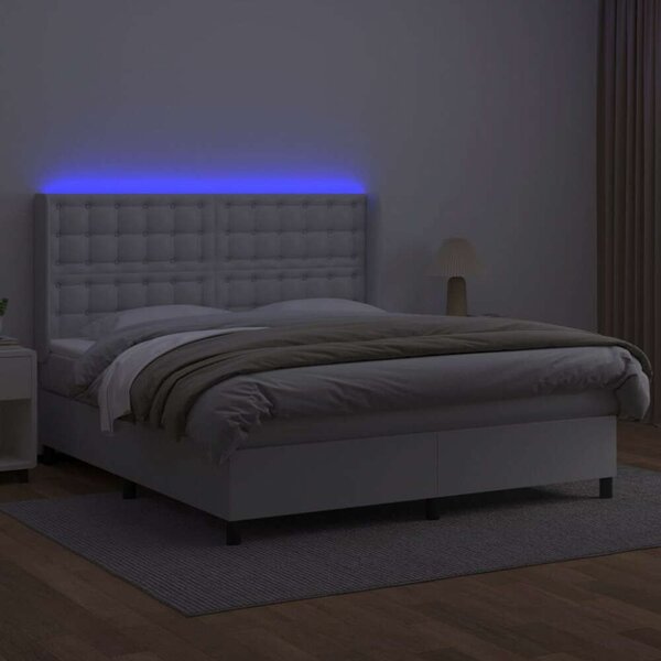 VidaXL LED-es Ágy - Műbőr - 160x200 cm