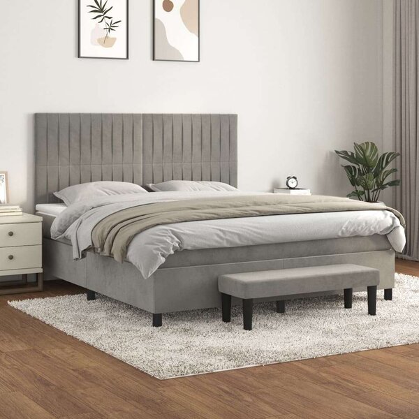 VidaXL Bársony Ágy 160x200 cm Matraccal