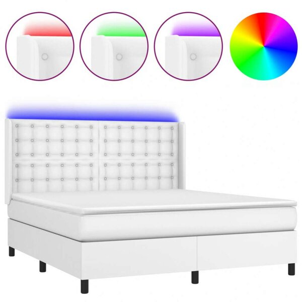 VidaXL LED-es Ágy - Műbőr - 160x200 cm