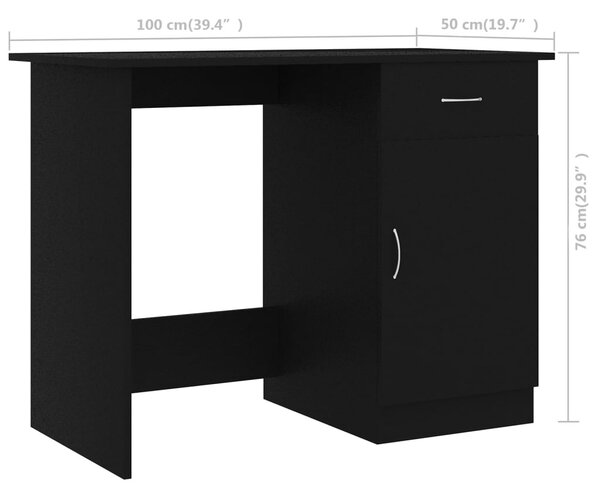 Fekete szerelt fa íróasztal 100 x 50 x 76 cm