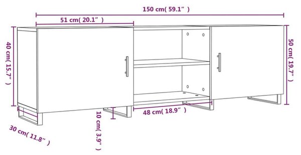 VidaXL szürke sonoma színű műfa TV-szekrény 150x30x50 cm