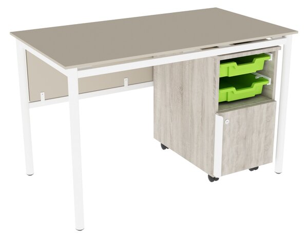 Flex íróasztal oldalszekrénnyel zöld/cappuccino/kőris