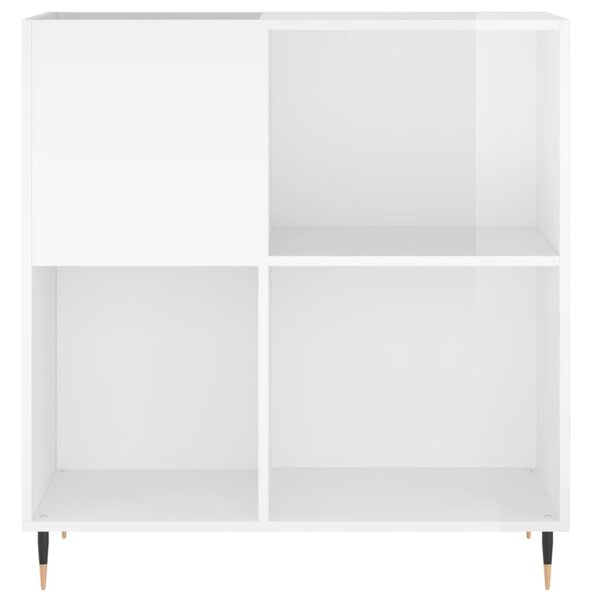 Magasfényű fehér szerelt fa hanglemezszekrény 84,5 x 38 x 89 cm