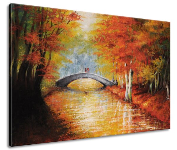 Gario Kézzel festett kép őszi hídon át Méret: 120 x 80 cm