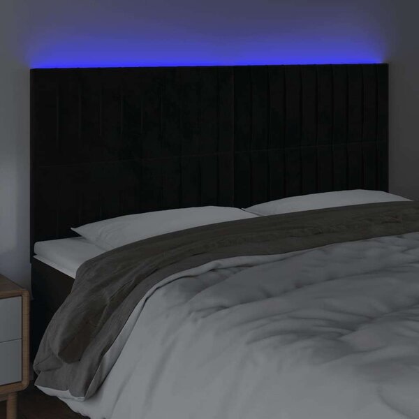 VidaXL LED-es Fejtámla - Bársony - Fekete - 160x128cm