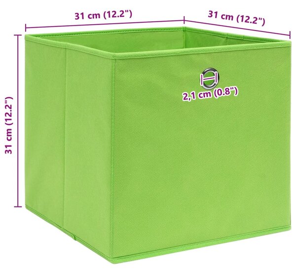 4 db zöld szövet tárolódoboz 32 x 32 x 32 cm