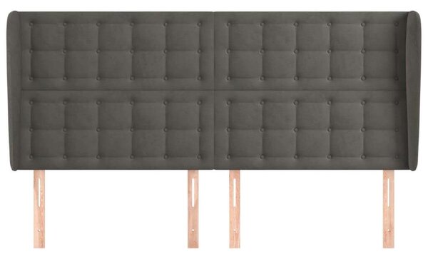 Bársony Fejtámla Szárnyakkal - Sötétszürke - 203x118/128cm