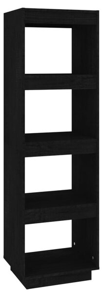 Fekete tömör fenyőfa könyvszekrény/térelválasztó 40x35x135 cm