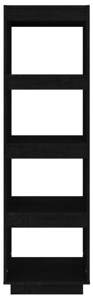 Fekete tömör fenyőfa könyvszekrény/térelválasztó 40x35x135 cm