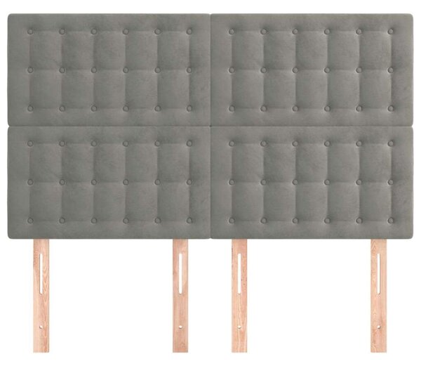 VIDAXL - Ágyfejtámla - Bársony - Világos Szürke - 4 db - 144cm