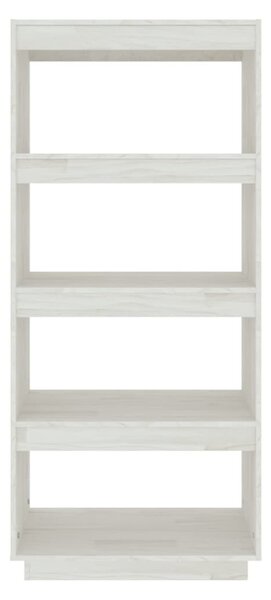 Fehér tömör fenyőfa könyvszekrény/térelválasztó 60x35x135 cm
