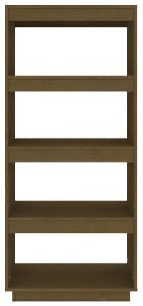 Mézbarna tömör fenyőfa könyvszekrény/térelválasztó 60x35x135cm