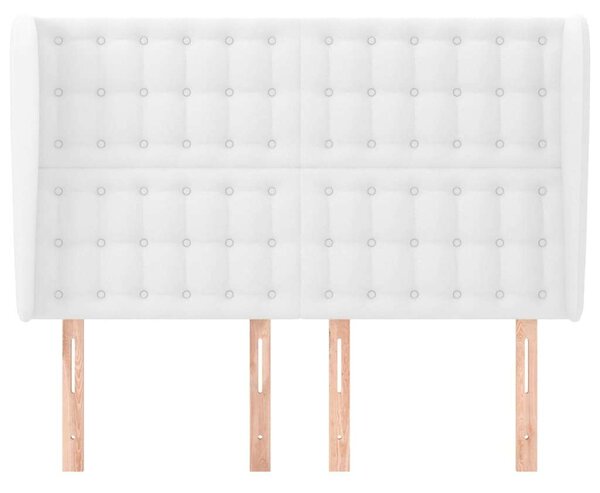 Modern Ágyfejtámla - Fehér Műbőr - 147x23x118/128cm