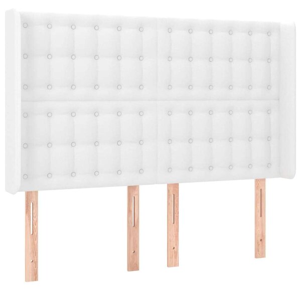 Fehér műbőr fejtámla szárnyakkal 147x16x118/128 cm