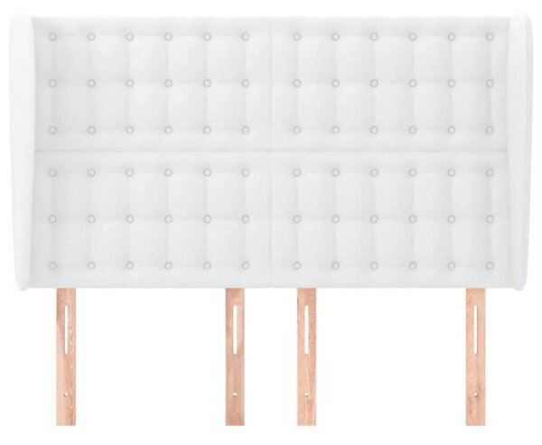 Modern Ágyfejtámla - Fehér Műbőr - 147x23x118/128cm