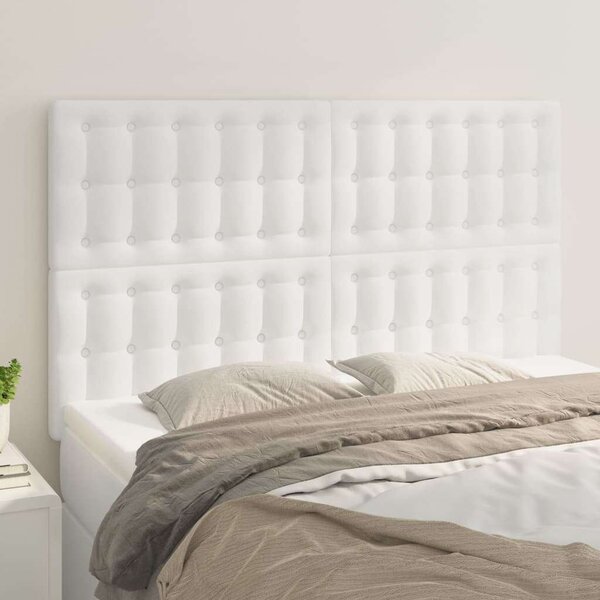 4 db Fehér Műbőr Ágyfejtámla - 72x5x78/88 cm