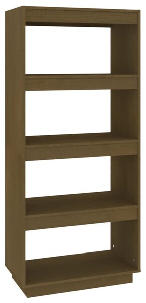 Mézbarna tömör fenyőfa könyvszekrény/térelválasztó 60x35x135cm
