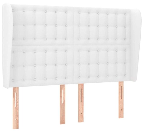 Modern Ágyfejtámla - Fehér Műbőr - 147x23x118/128cm