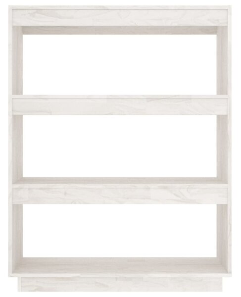 Fehér tömör fenyőfa könyvszekrény/térelválasztó 80x35x103 cm