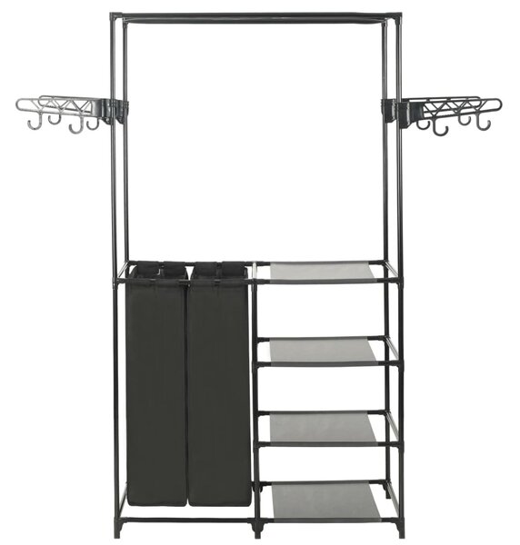 Fekete acél/nemszőtt textília ruhaállvány 87 x 44 x 158 cm