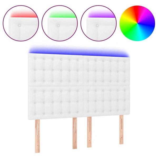 Fehér műbőr led-es fejtámla 144x5x118/128 cm