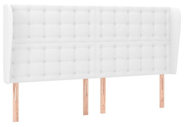 HomeElegance - Fehér Műbőr Ágyfejtámla Szárnyakkal - 163x23x118/128cm