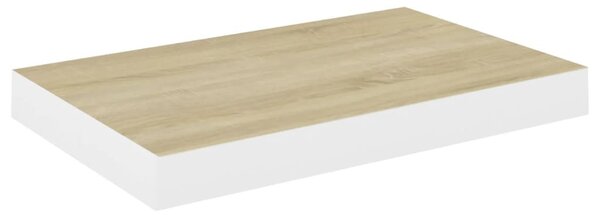 4 db tölgyszínű és fehér MDF lebegő fali polc 40 x 23 x 3,8 cm