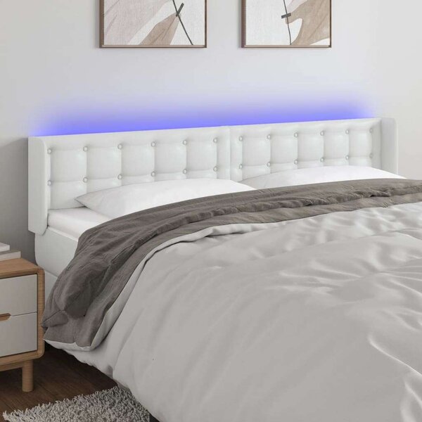 Fehér műbőr led-es fejtámla 183x16x78/88 cm