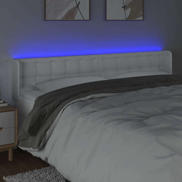 Fehér műbőr led-es fejtámla 183x16x78/88 cm