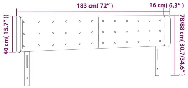Fehér műbőr led-es fejtámla 183x16x78/88 cm