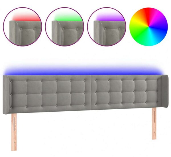 Bársony LED Fejtámla - Világosszürke - 163cm
