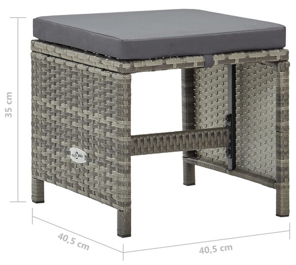 4 db szürke polyrattan kerti ülőke párnákkal