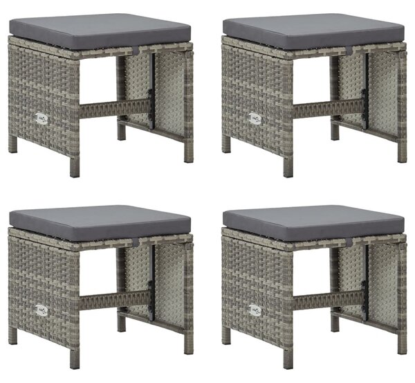 4 db szürke polyrattan kerti ülőke párnákkal