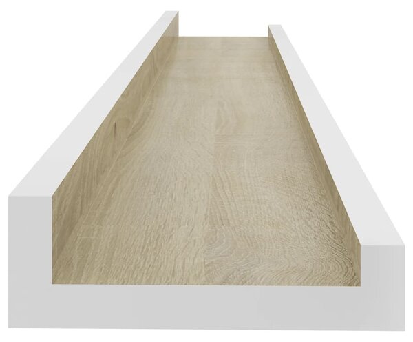 2 db fehér és sonoma tölgy színű fali polc 60 x 9 x 3 cm