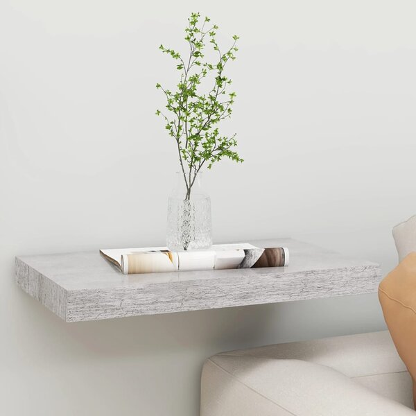Betonszürke MDF lebegő fali polc 40 x 23 x 3,8 cm