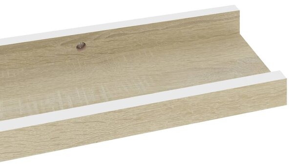 2 db fehér és sonoma tölgy színű fali polc 60 x 9 x 3 cm