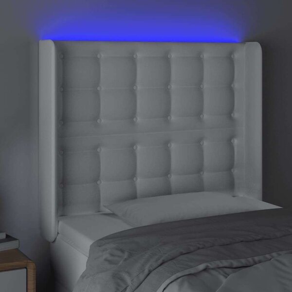 LED-es Fejtámla - Fehér Műbőr - 93x16x118/128cm