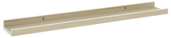 2 db fehér és sonoma tölgy színű fali polc 60 x 9 x 3 cm