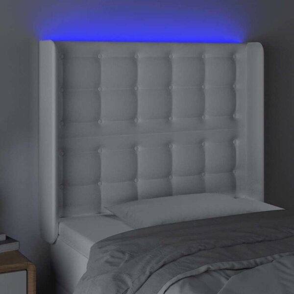 LED-es Fejtámla - Fehér Műbőr - 93x16x118/128cm